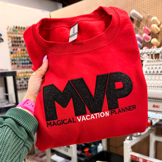 Red Glitter MVP Crewneck